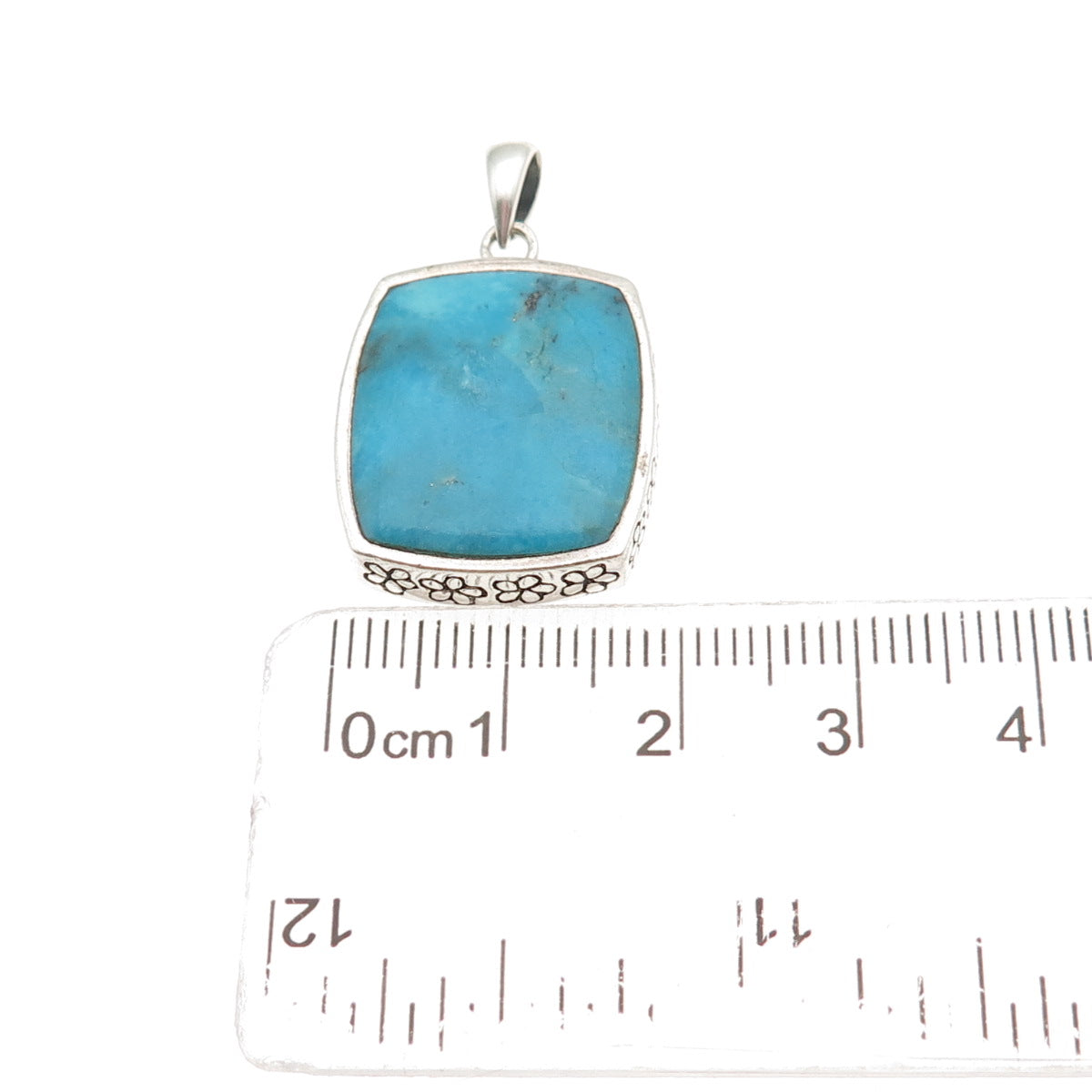 BOMA 925 Sterling Silver Vintage Real Morenci Turquoise Charm Pendant