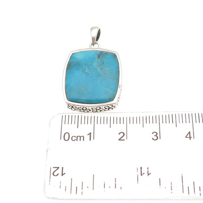 BOMA 925 Sterling Silver Vintage Real Morenci Turquoise Charm Pendant
