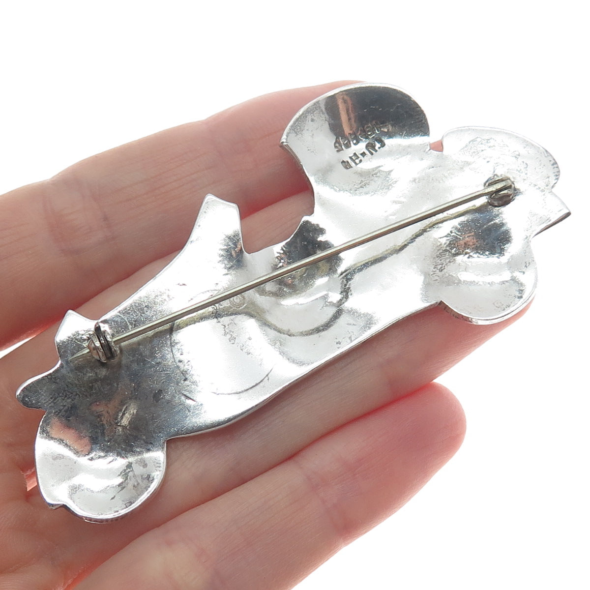 925 Sterling Silver Vintage Mexico Modernist Car Cartoon Oxidized Pin Brooch