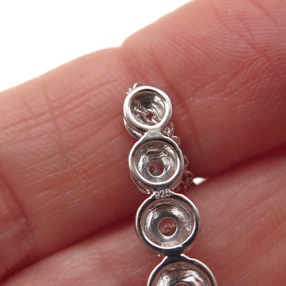 925 Sterling Silver Round-Cut C Z Graduated Drop Cable Chain Necklace 18"