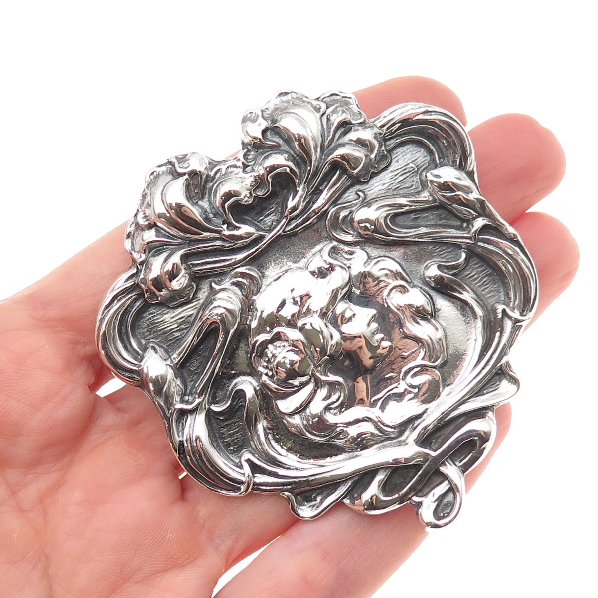 Metropolitan Museum of Art 925 Sterling Vintage Lady Oxidized Pin Brooch Pendant