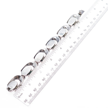 925 Sterling Silver Vintage Mexico Heavy 58.5g Modernist Oxidized Bracelet 6.75"