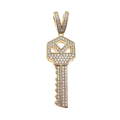 ATI ANNIKA WITT 925 Sterling Silver Gold Plated Round-Cut C Z Key Charm Pendant