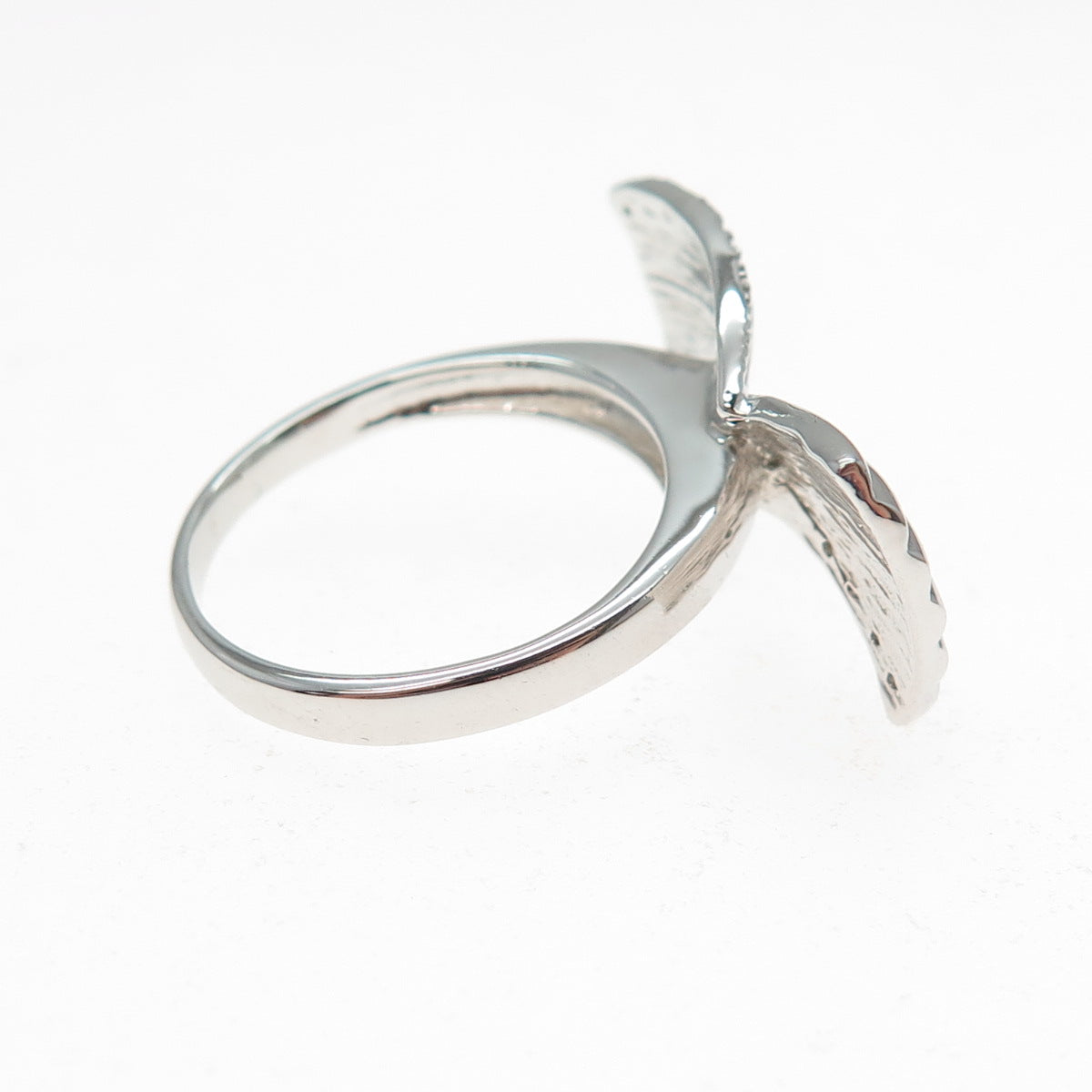 925 Sterling Silver Round-Cut C Z Modernist Wings Ring Size 8