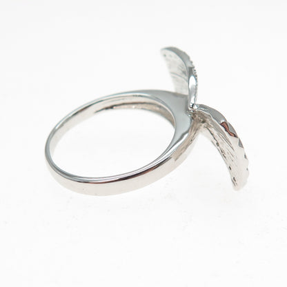 925 Sterling Silver Round-Cut C Z Modernist Wings Ring Size 8