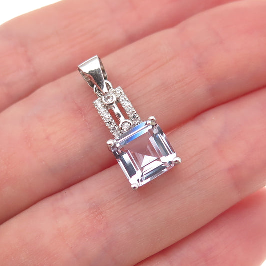 925 Sterling Silver Lavender & White C Z Charm Pendant