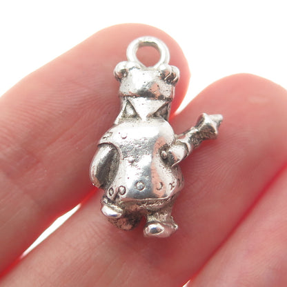 925 Sterling Silver Vintage Kneeling King Minimalist Oxidized Charm Pendant