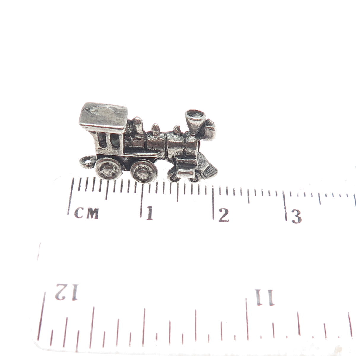925 Sterling Silver Vintage Steam Train 3D Oxidized Pendant