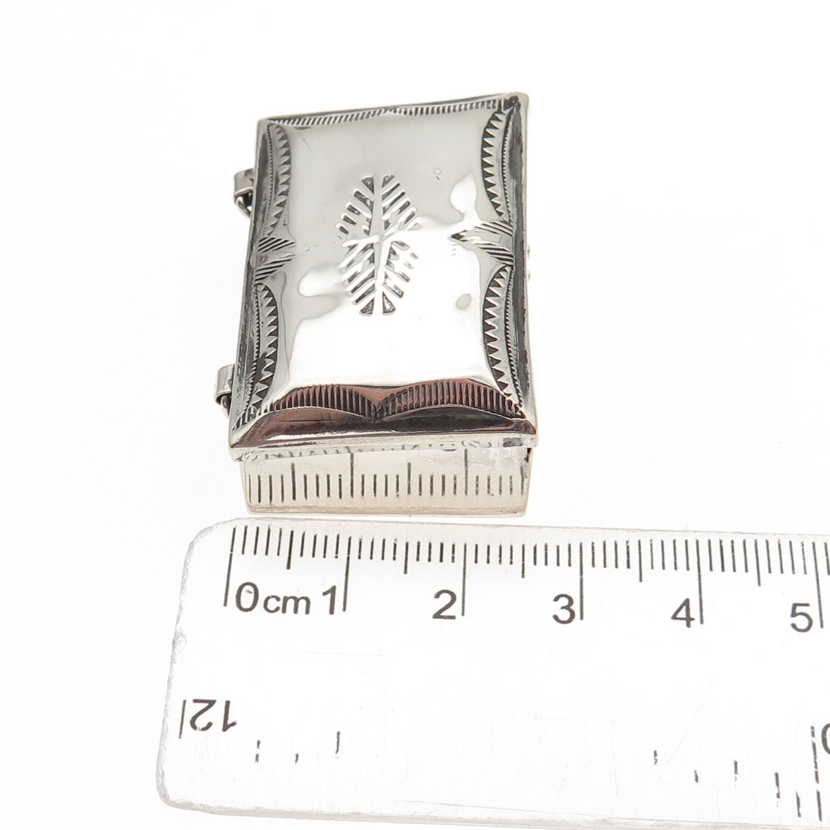 Ray Adakai Navajo Old Pawn Sterling Silver Vintage Southwestern Pill / Snuff Box