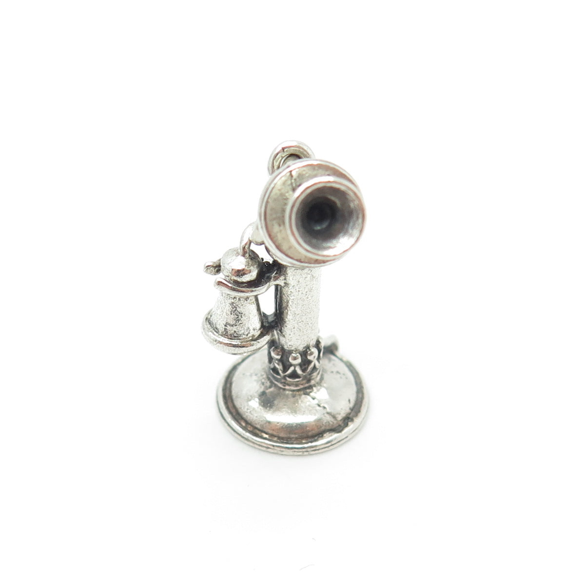 BEAU 925 Sterling Silver Antique Retro Candlestick Phone 3D Pendant