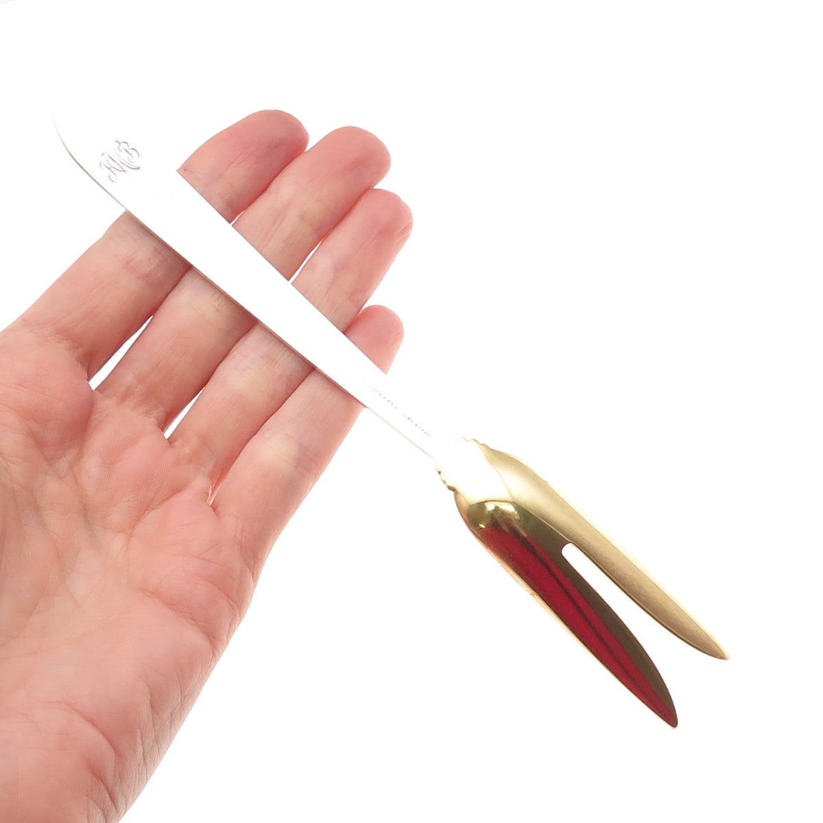 Tiffany & Co 925 Sterling 2-Tone Antique Art Deco Monogram Individual Melon Fork