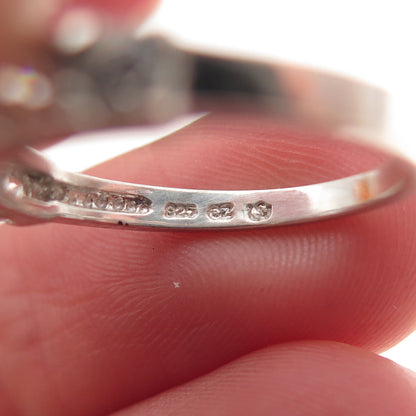 925 Sterling Silver Round-Cut C Z Half Eternity Band Ring Size 6