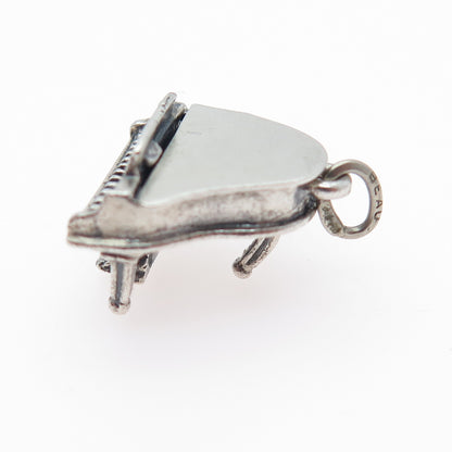 BEAU 925 Sterling Silver Vintage Grand Piano Minimalist 3D Charm Locket Pendant