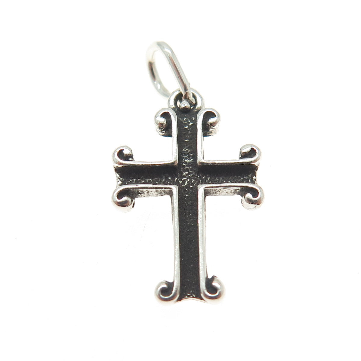 925 Sterling Silver Vintage Cross Oxidized Minimalist Charm Pendant