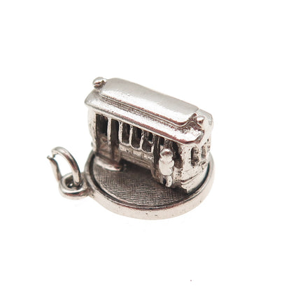 925 Sterling Silver Antique Art Deco San Francisco Cable Car 3D Mini Pendant