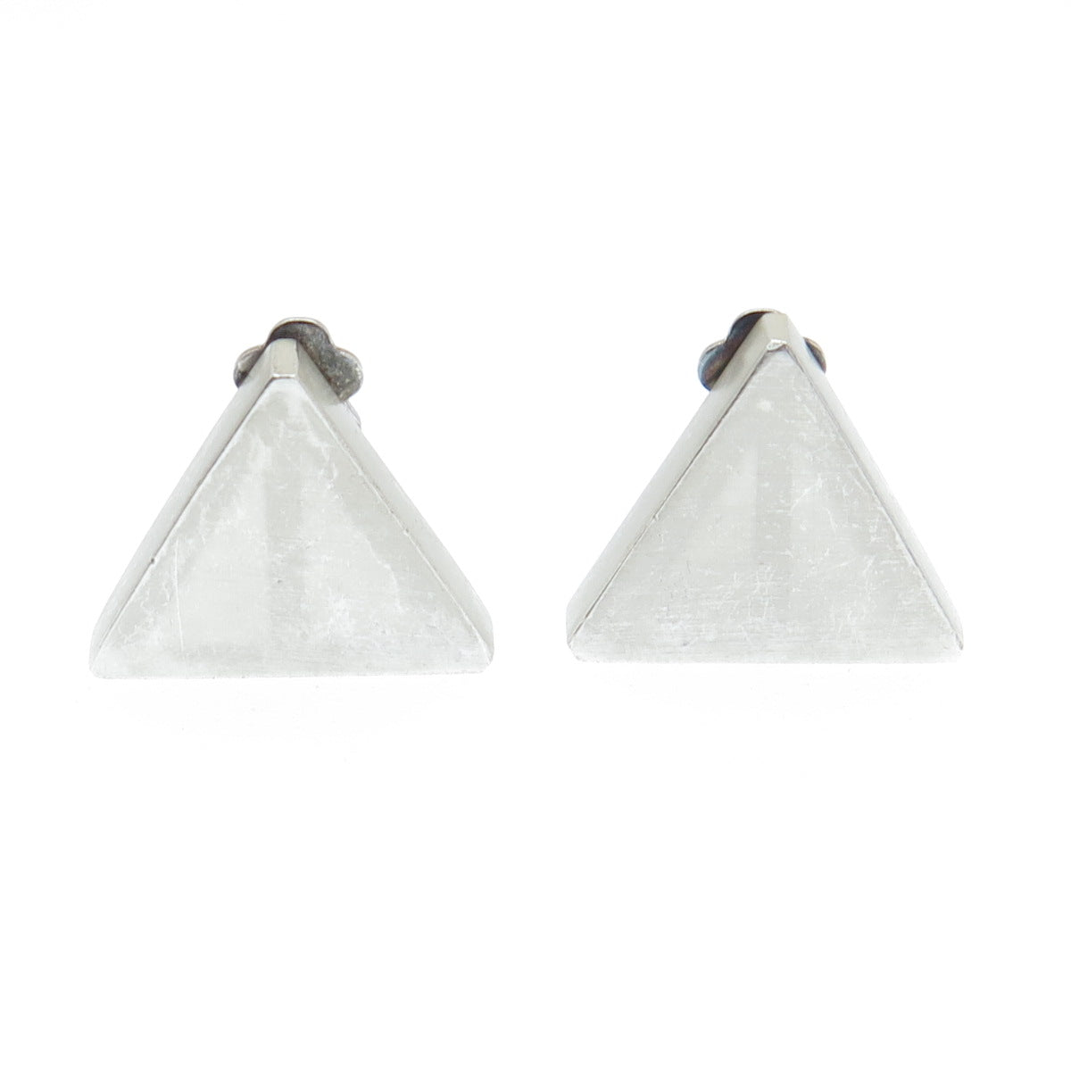 925 Sterling Silver Vintage Poland Modernist Triangle Clip On Earrings
