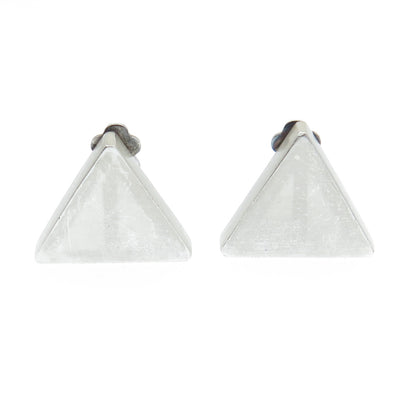 925 Sterling Silver Vintage Poland Modernist Triangle Clip On Earrings
