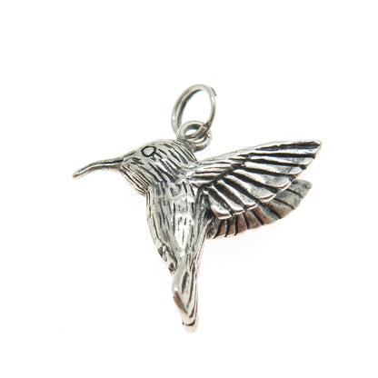 JEZLAINE 925 Sterling Silver Vintage Hummingbird 3D Charm Pendant