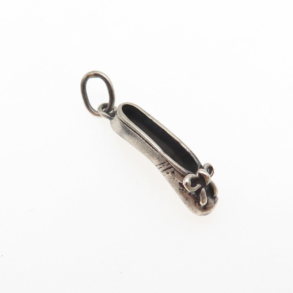 Sunwest 925 Sterling Silver Vintage Ballerina Shoe 3D Mini Charm Pendant