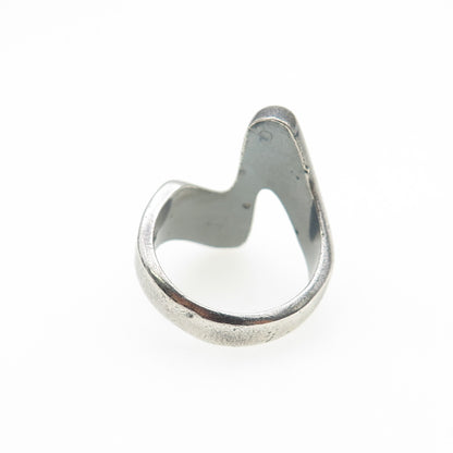 925 Sterling Silver Vintage Modernist Wavy Oxidized Ring Size 7