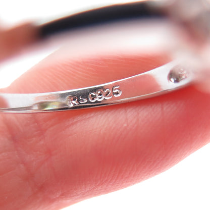 925 Sterling Silver Emerald-Cut Canary & White C Z Ring Size 9