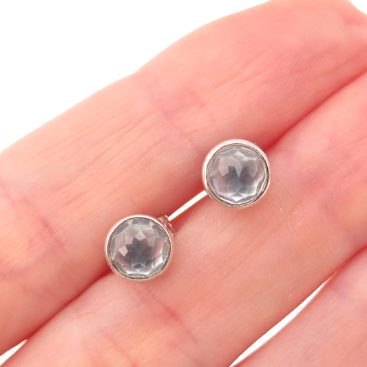 Pandora 925 Sterling Silver Blue Crystal March Birthstone Stud Earrings