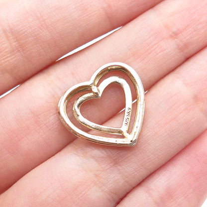 SK9 Allure Gems 925 Sterling Gold Plated Real Diamond Heart Mini Slide Pendant