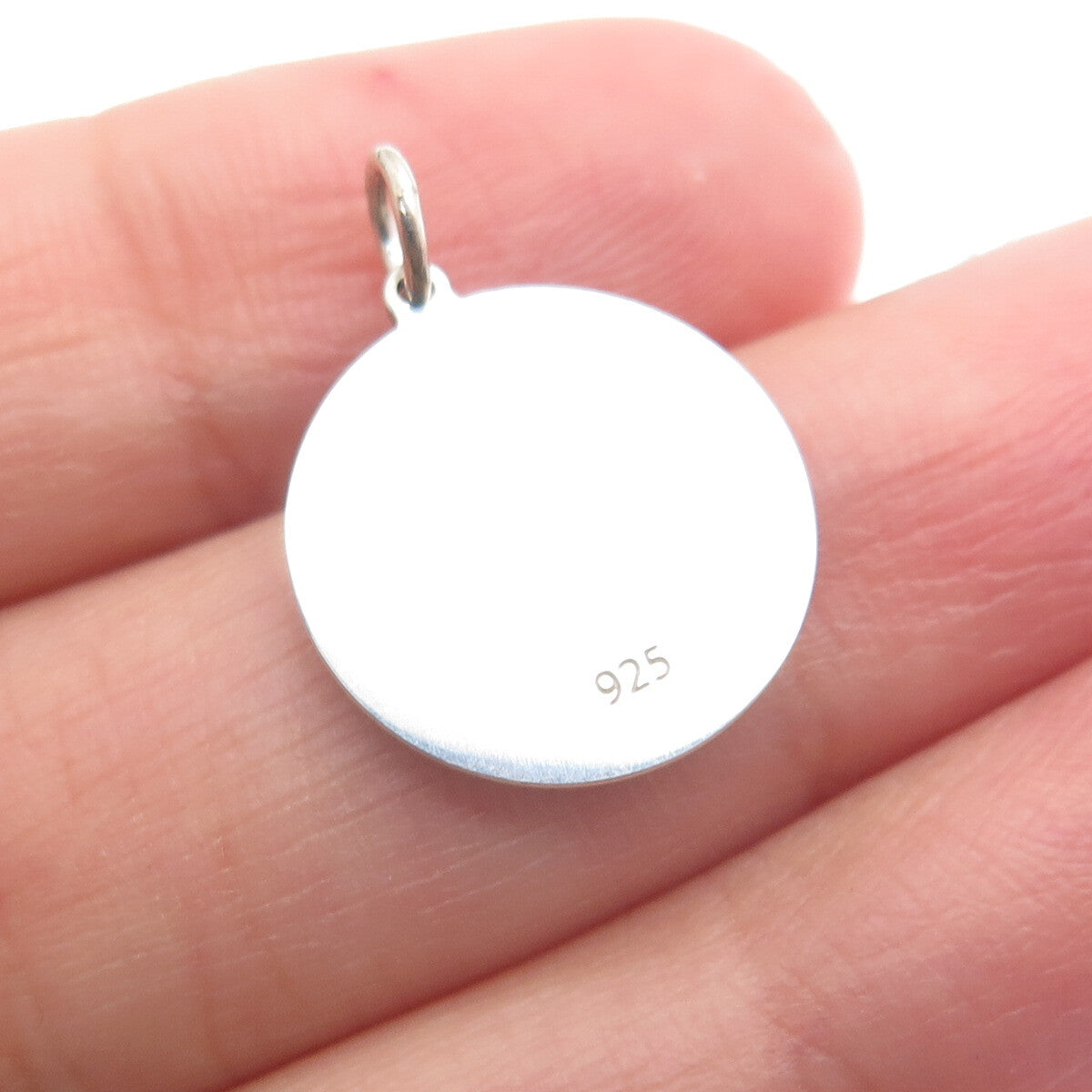 925 Sterling Silver Blue Enamel Star Round Tag Minimalist Charm Pendant
