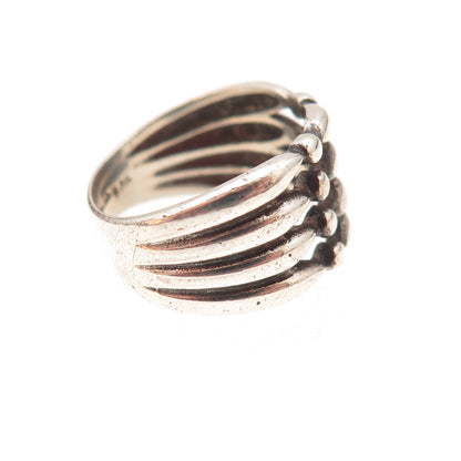 Boma 925 Sterling Silver Vintage Modernist 4-Row Oxidized Ring Size 5