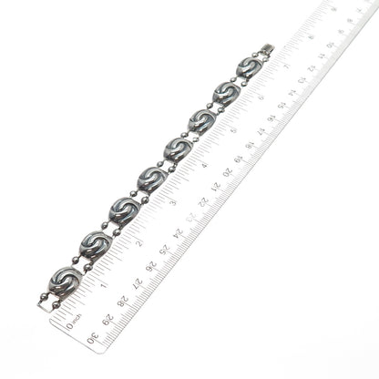 925 Sterling Silver Antique Art Deco Yin Yang Oxidized Link Bracelet 7"