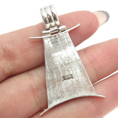 925 Sterling Silver Vintage Real Chrysocolla Modernist Pendant