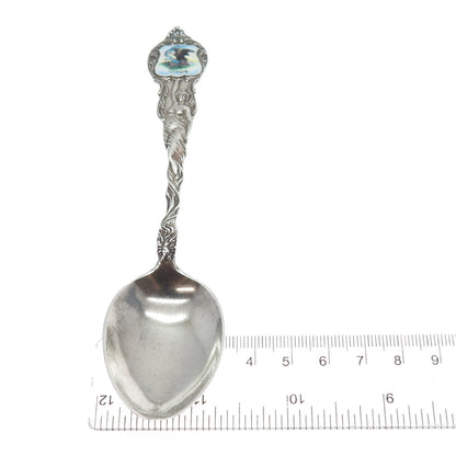 SHEPARD 925 Sterling Silver Antique Enamel Illinois States & Cities Coffee Spoon