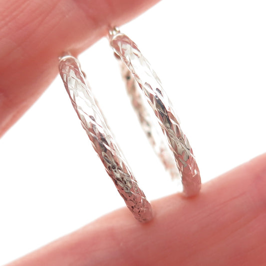 HAN 925 Sterling Silver Vintage Diamond-Cut Hoop Earrings