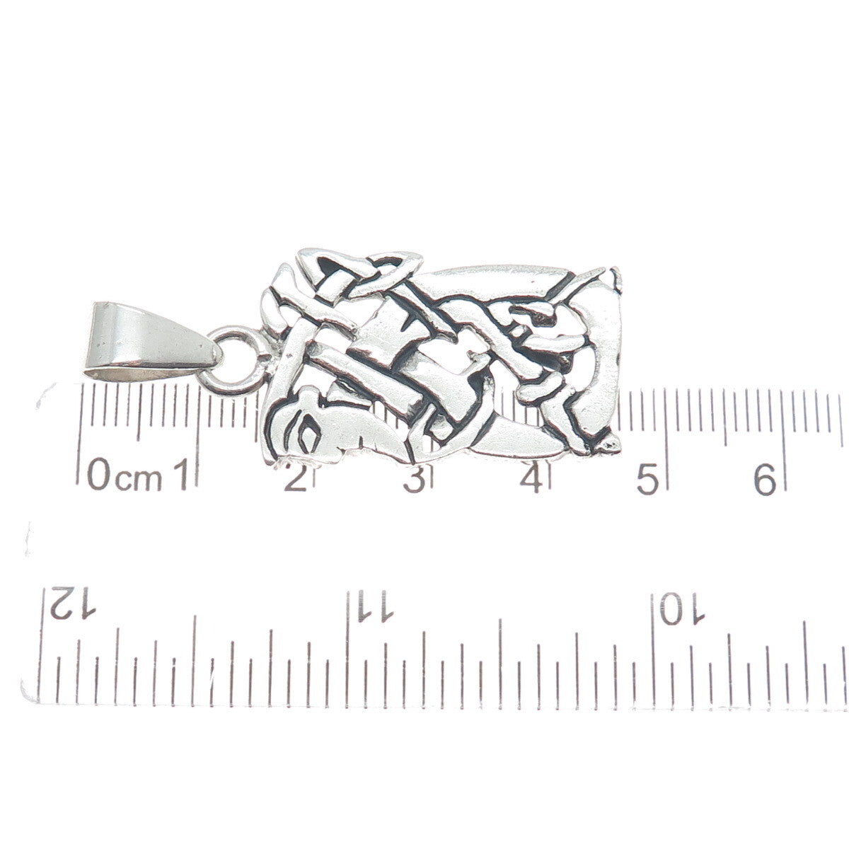 925 Sterling Silver Vintage Celtic Kells Oxidized Pendant