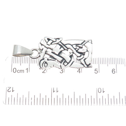 925 Sterling Silver Vintage Celtic Kells Oxidized Pendant