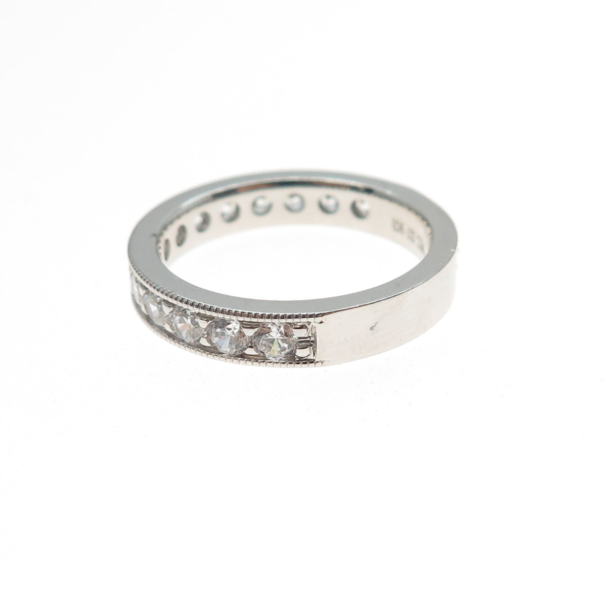 925 Sterling Silver Round-Cut C Z Half Eternity Band Ring Size 7