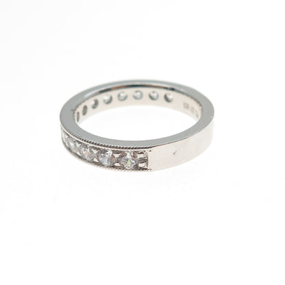 925 Sterling Silver Round-Cut C Z Half Eternity Band Ring Size 7