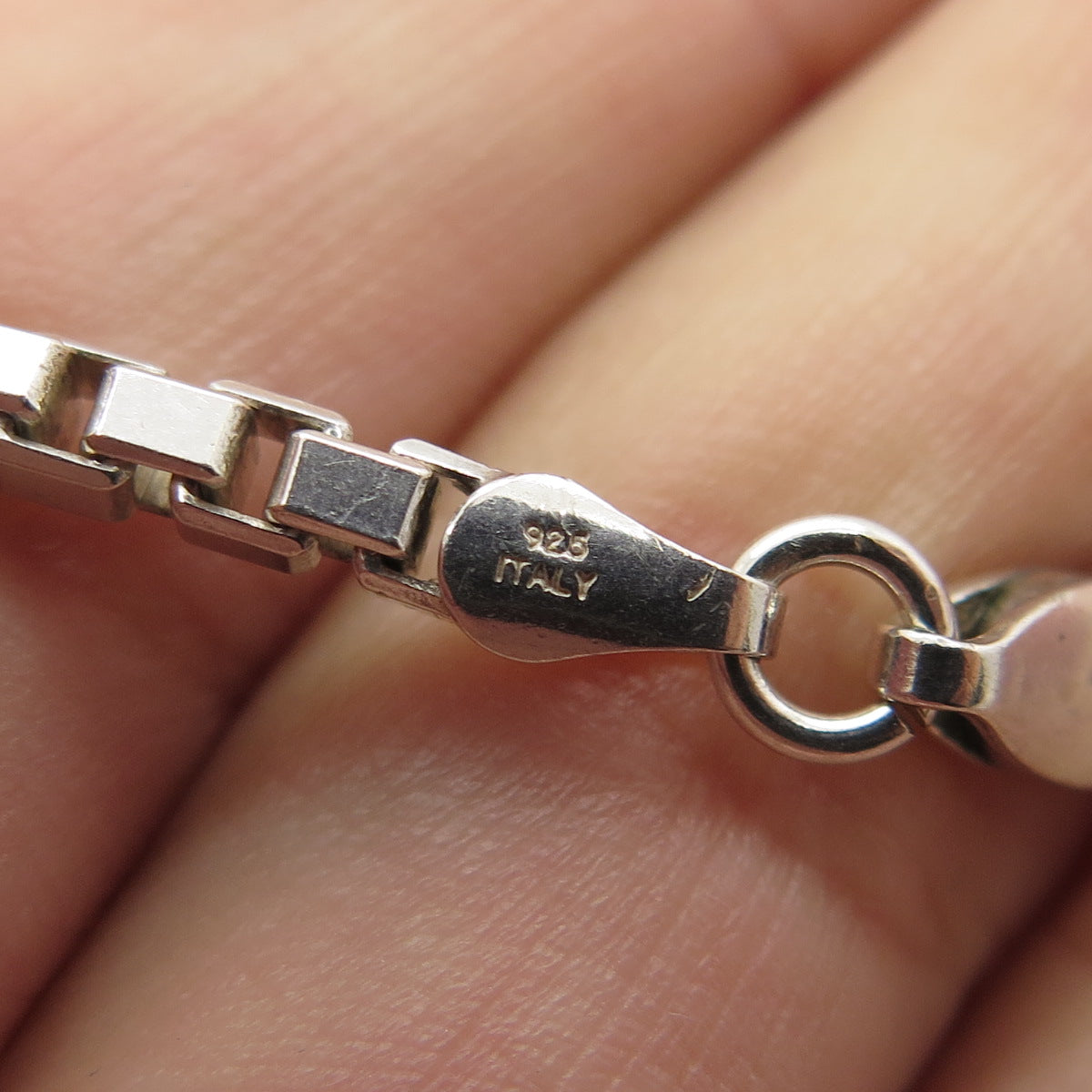 925 Sterling Silver Italy Box Chain Necklace 16"