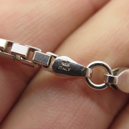 925 Sterling Silver Italy Box Chain Necklace 16"