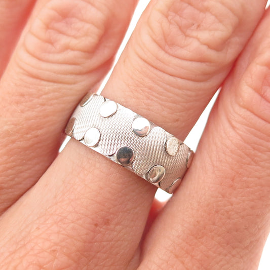 Neos 925 Sterling Silver Dotted Band Ring Size 7.75
