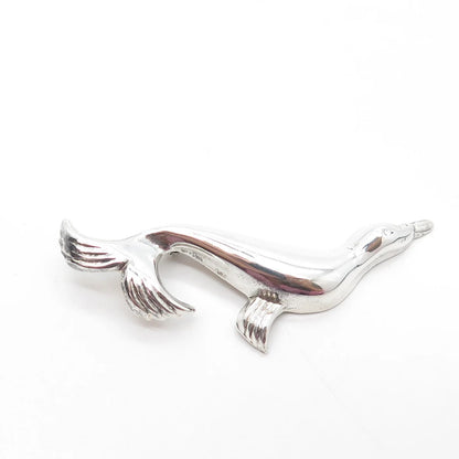 925 Sterling Silver Vintage Fur Seal Pin Brooch