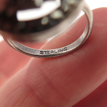 925 Sterling Silver Antique Art Deco Real Carnelian & Marcasite Ring Size 5