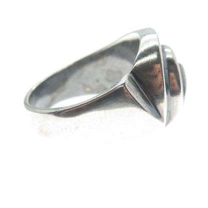 925 Sterling Silver Vintage Mexico Modernist Swirl Oxidized Ring Size 10