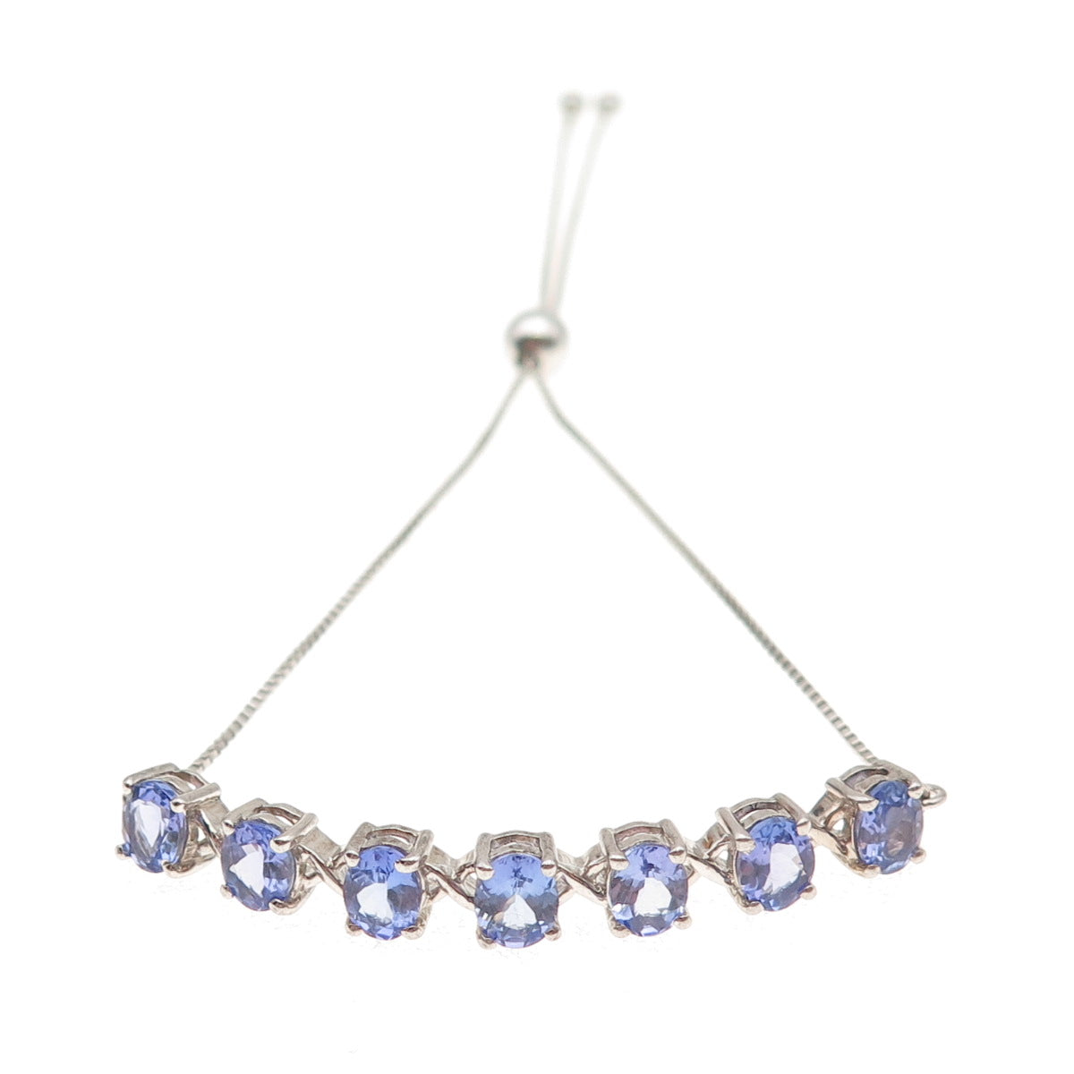 Chuck Clemency Sterling Silver Real Tanzanite Adjustable Bolo Bracelet 6-9.75"