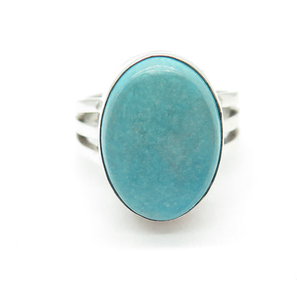 925 Sterling Silver Vintage Real Turquoise Gemstone Ring Size 6.5