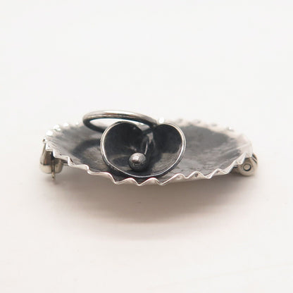 925 Sterling Silver Vintage Lily Floral Pin Brooch