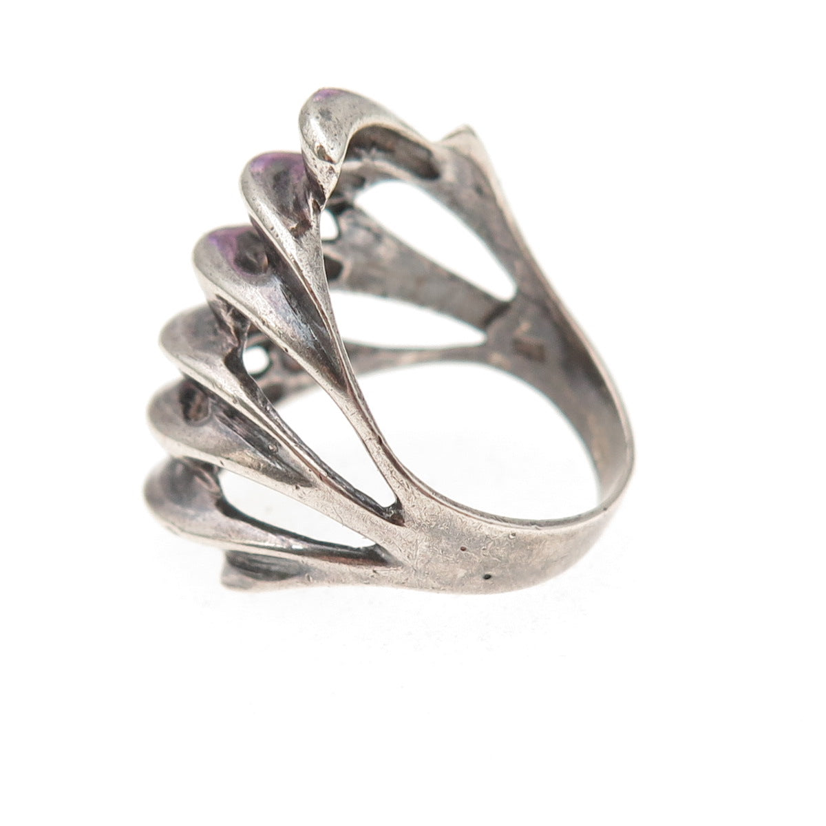 925 Sterling Silver Vintage Modernist Oxidized Ring Size 6.75