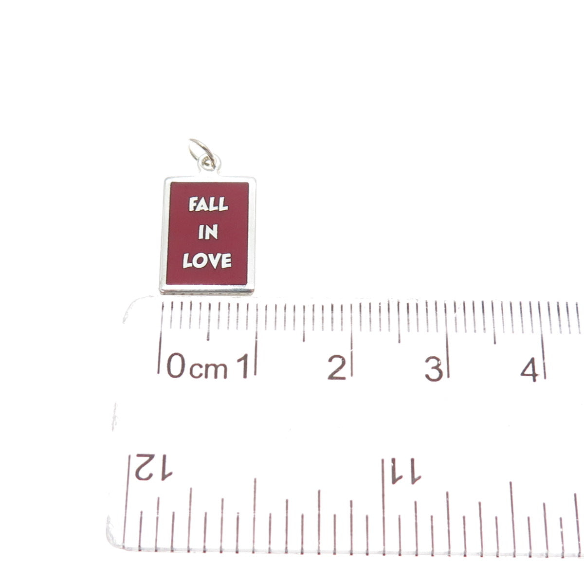 925 Sterling Silver Red Enamel Fall In Love Minimalist Charm Pendant