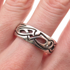 925 Sterling Silver Vintage Celtic Oxidized Band Ring Size 12.25