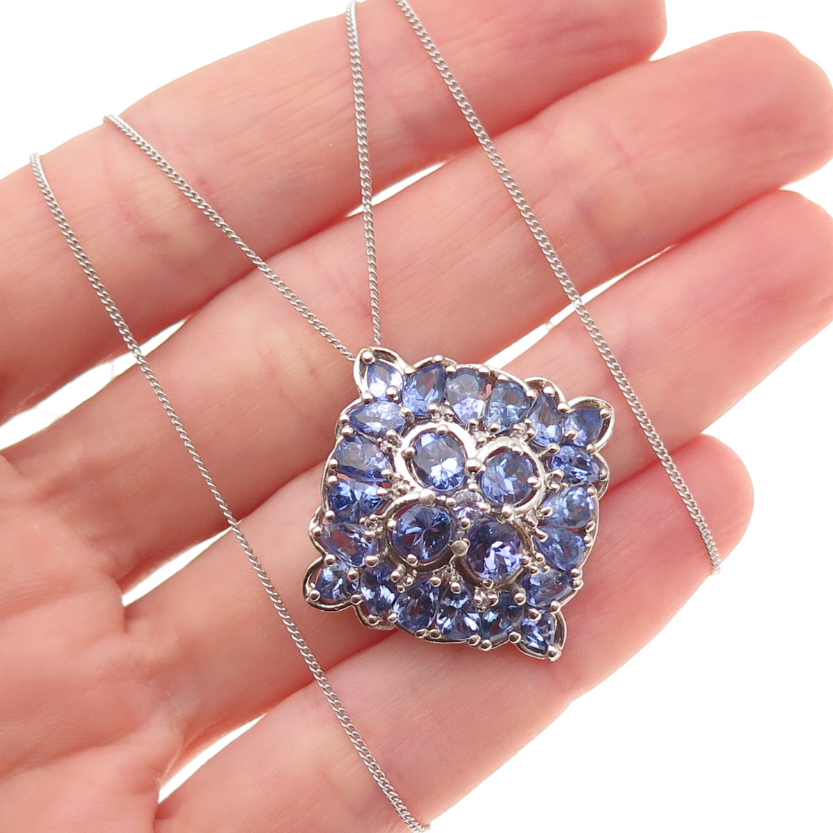 Chuck Clemency 925 Sterling Silver Real Tanzanite Cuban Chain Necklace 20"